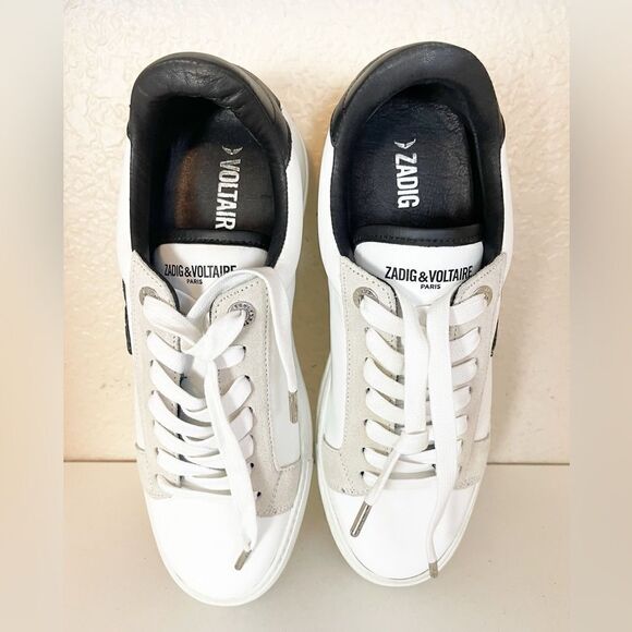 Zadig & Voltaire leather sneakers ZV1747 tattoo style heart patch French 41/US10 - Picture 12 of 15